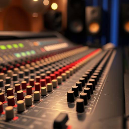 Close-up of a mixing console